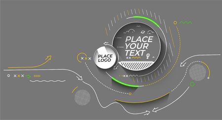 Abstract technological promotion geometric shapes banner, Structure pattern technology backdrop.のイラスト素材