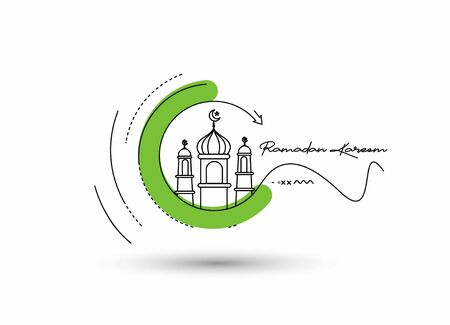 Eid Mubarak celebration- Mosque. banner, scroll,  sticker, badge, price tag, poster. Vector illustration.のイラスト素材