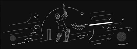 Cricket horizontal banner batsman championship background. Use for cover, poster, template, brochure, decorated, flyer, banner.のイラスト素材