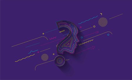 Flat line art Question Icon Vector Design Element.のイラスト素材
