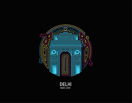 Gateway of India icon, Element design in outline style. Line art vector illustration.のイラスト素材