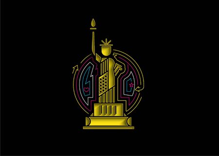 USA Statue of Liberty Landmark. Patriotic America vector illustrationのイラスト素材