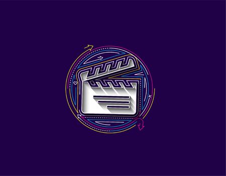 Movie Maker - clapper board, isolated on abstract vector backgroundのイラスト素材