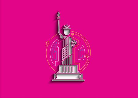 USA Statue of Liberty Landmark. Patriotic America vector illustrationのイラスト素材