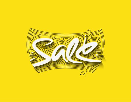 Sale Calligraphic 3d Style Text shopping poster vector illustration Design.のイラスト素材