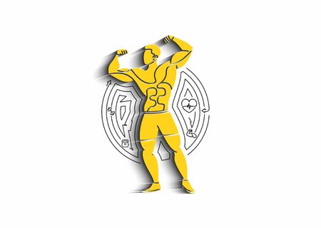 Bodybuilding Sport and activity Line Art drawing, Vector Illustrationのイラスト素材