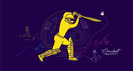 Cricket banner batsman championship background. Use for cover, poster, template, brochure, decorated, flyer, banner.のイラスト素材