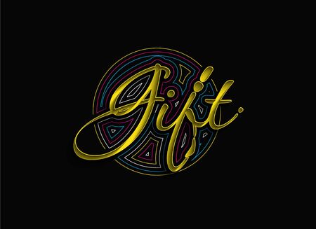 Gift Calligraphic 3d Style Text Vector illustration Design.のイラスト素材