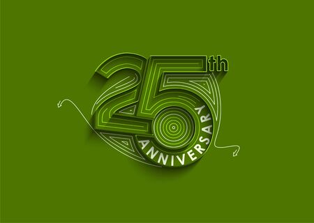 25th Years Anniversary Celebration Design. 3d Color line art ( RGB ) vector illustration.のイラスト素材