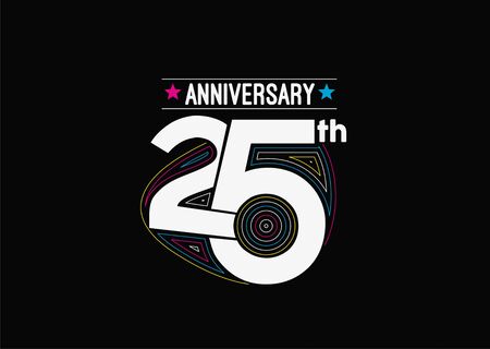 25th Years Anniversary Celebration Design. 3d Color line art ( RGB ) vector illustration.のイラスト素材