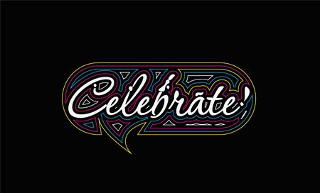 Celebrate Calligraphic 3d Style Text Vector illustration Design.のイラスト素材