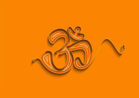 Om of Hinduism lucky symbol flat vector icon for apps and websitesのイラスト素材