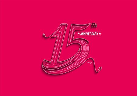 15th Years Anniversary Celebration Typography Vector Design.のイラスト素材