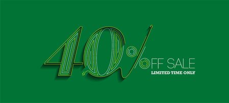 40% OFF Sale Discount Banner. Discount offer price tag.  Vector Modern Sticker Illustration.