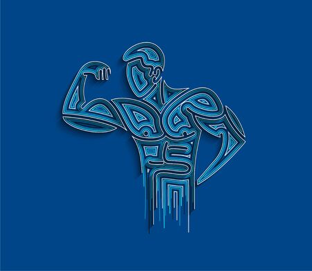 Bodybuilding Sport and activity Line Art drawing, Vector Illustrationのイラスト素材