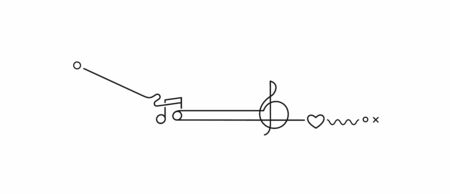 Abstract Music notes banner design, Flat Line art vector illustration.のイラスト素材