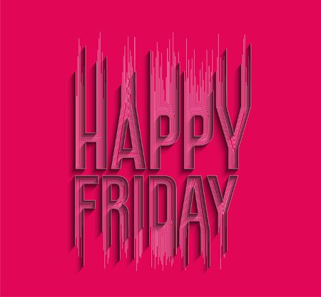 Happy Friday Calligraphic 3d Style Text shopping poster vector illustration Design.のイラスト素材