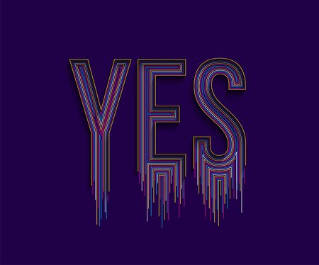 Yes Calligraphic line art Text Vector illustration Design.のイラスト素材