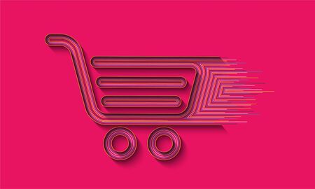 Shopping Cart icon art abstract flat colorful line pattern vector illustration.のイラスト素材