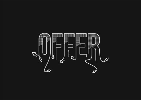 Offer Calligraphic line art Text shopping poster vector illustration Design.のイラスト素材