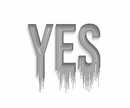 Yes Calligraphic line art Text Vector illustration Design.のイラスト素材