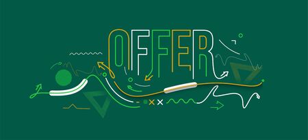 Offer Calligraphic line art Text shopping poster vector illustration Design.のイラスト素材