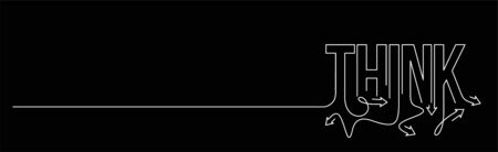 Think Calligraphic line art Text banner poster vector illustration Design.のイラスト素材