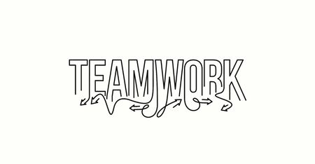 Teamwork Calligraphic line art Text banner poster vector illustration Design.のイラスト素材