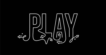 Play Calligraphic line art Text shopping poster vector illustration Design.のイラスト素材