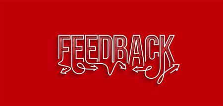 Feedback Calligraphic line art Text shopping poster vector illustration Design.