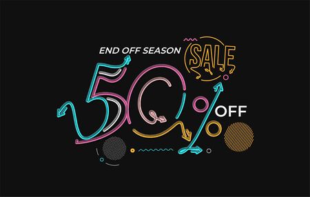 50% OFF Sale Discount Banner. Discount offer price tag.  Vector Modern Sticker Illustration.