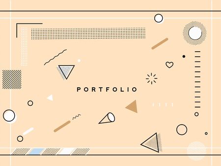 Abstract banner with Portfolio Calligraphic line art text poster with space of your photo, vector illustration Design.のイラスト素材