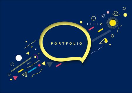 Abstract banner with Portfolio Calligraphic line art text poster with space of your text, vector illustration Design.のイラスト素材