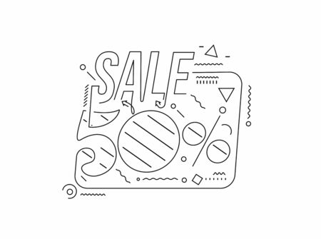 50% OFF Sale Discount Banner. Discount offer price tag.  Vector Modern Sticker Illustration.のイラスト素材