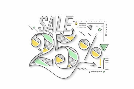 25% OFF Sale Discount Banner. Discount offer price tag.  Vector Modern Sticker Illustration.