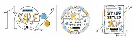 Extra 10% OFF Flash Sale Discount Banner Template Promotion Big sale special offer. end of season special offer banner. vector illustration.のイラスト素材