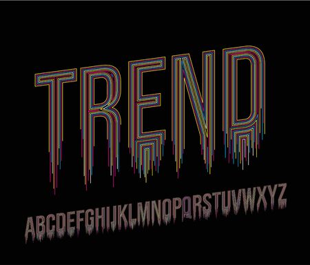 Modern Abstract Font  Set of Alphabet Text Design. 3d Color line art ( RGB ) vector illustration.のイラスト素材