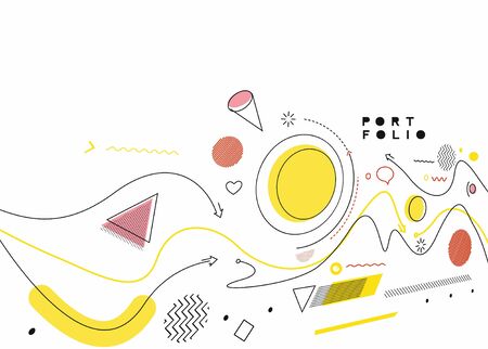 Abstract banner with Portfolio Calligraphic line art text poster with space of your text, vector illustration Design.のイラスト素材