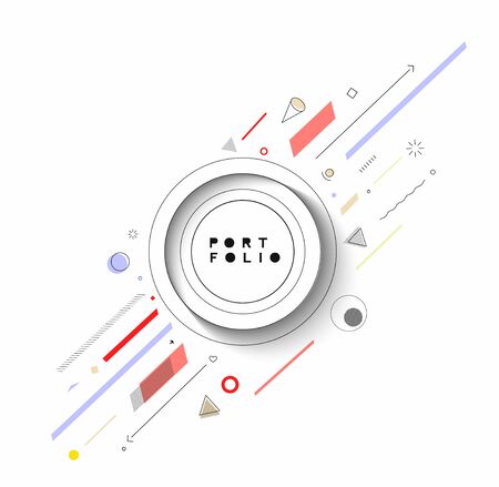 Abstract banner with Portfolio Calligraphic line art text poster with space of your text, vector illustration Design.のイラスト素材