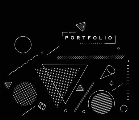 Abstract banner with Portfolio Calligraphic line art text poster with space of your text, vector illustration Design.のイラスト素材
