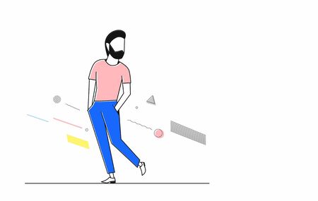 Handsome guy in stylish clothes. Hipster. Vector illustration. のイラスト素材