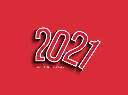 Happy New Year 2021 Text Typography Design Patter, Vector illustration.のイラスト素材