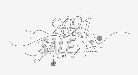 Happy New Year 2021 Sale Text Typography Design Patter, Vector illustration.のイラスト素材