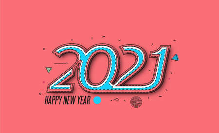 Happy New Year 2021 Text Typography Design Patter, Vector illustration.