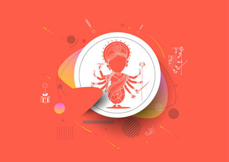 Happy Durga Puja festival happy navratri India holiday background, Cartoon style Vector illustration.のイラスト素材