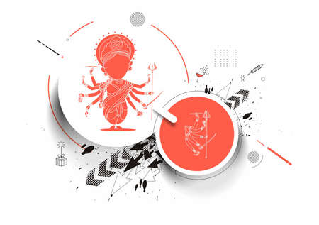 Happy Durga Puja festival happy navratri India holiday background, Cartoon style Vector illustration.のイラスト素材