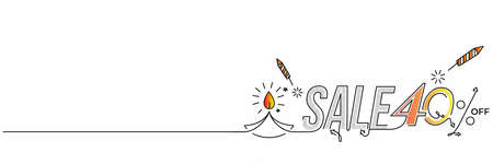 Diwali Hindu festival Poster, Abstract Flat 40% Sale Poster Banner Vector illustration.のイラスト素材