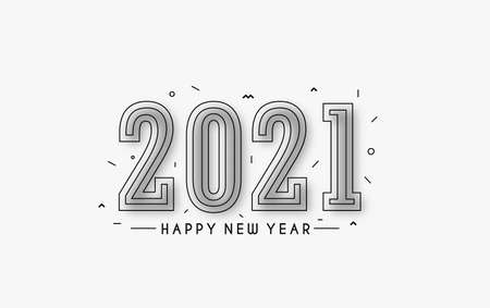 Happy New Year 2021 Text Typography Design Patter, Vector illustration.のイラスト素材