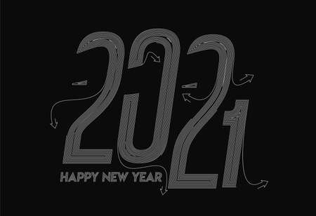 Happy New Year 2021 Text Typography Design Patter, Vector illustration.
