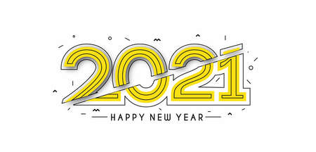 Happy New Year 2021 Text Typography Design Patter, Vector illustration.のイラスト素材